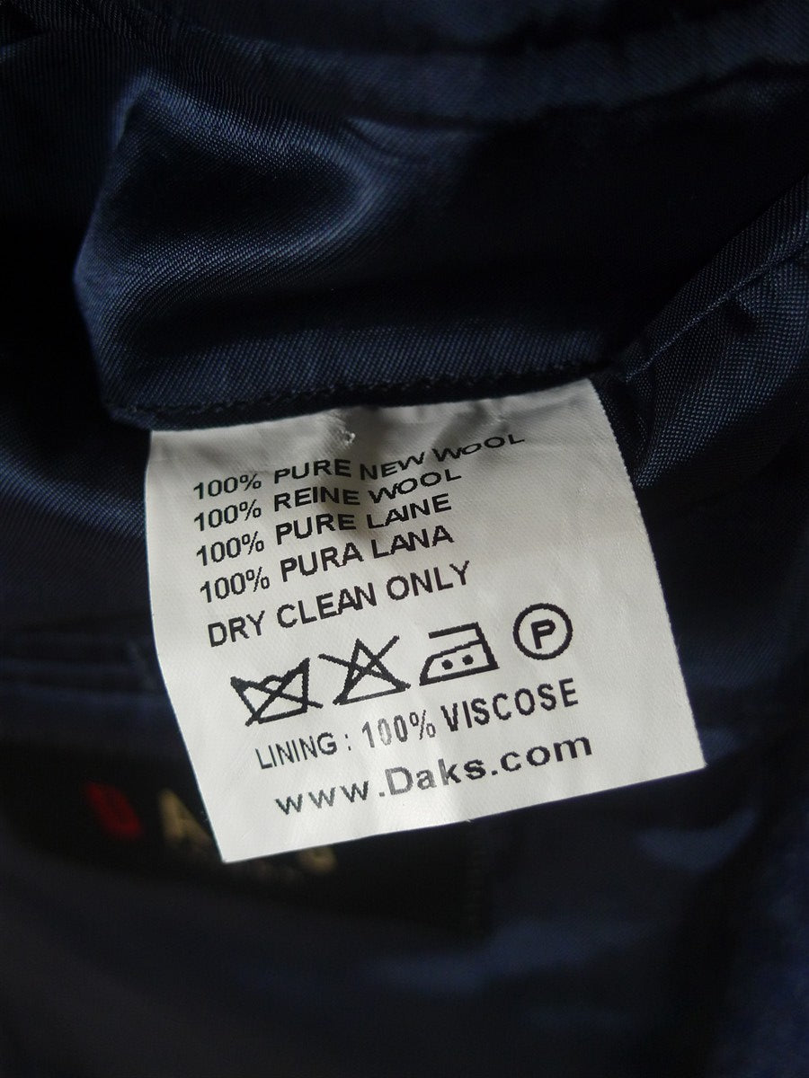 25/1190 immaculate daks london blue herringbone wool tweed sports jacket blazer w/ suede trims 38 regular