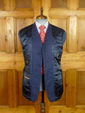 25/1190 immaculate daks london blue herringbone wool tweed sports jacket blazer w/ suede trims 38 regular