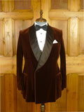 25/1192 exceptional 1979 vintage bespoke brown silk-velvet d/b silk shawl dinner / smoking jacket 40-41 long