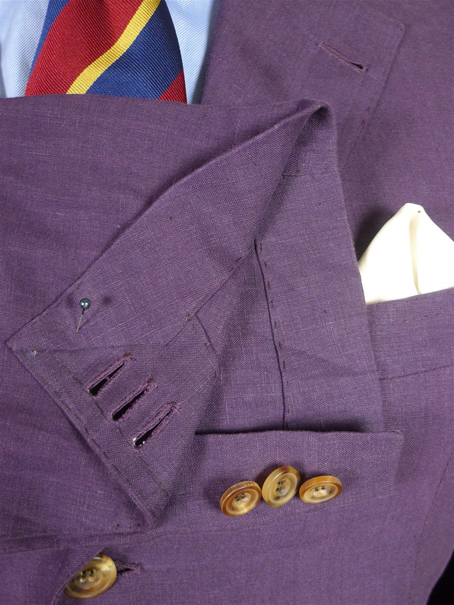 25/1188 near immaculate 2011 italian bespoke tailored plum pure linen sports jacket blazer 43 regular