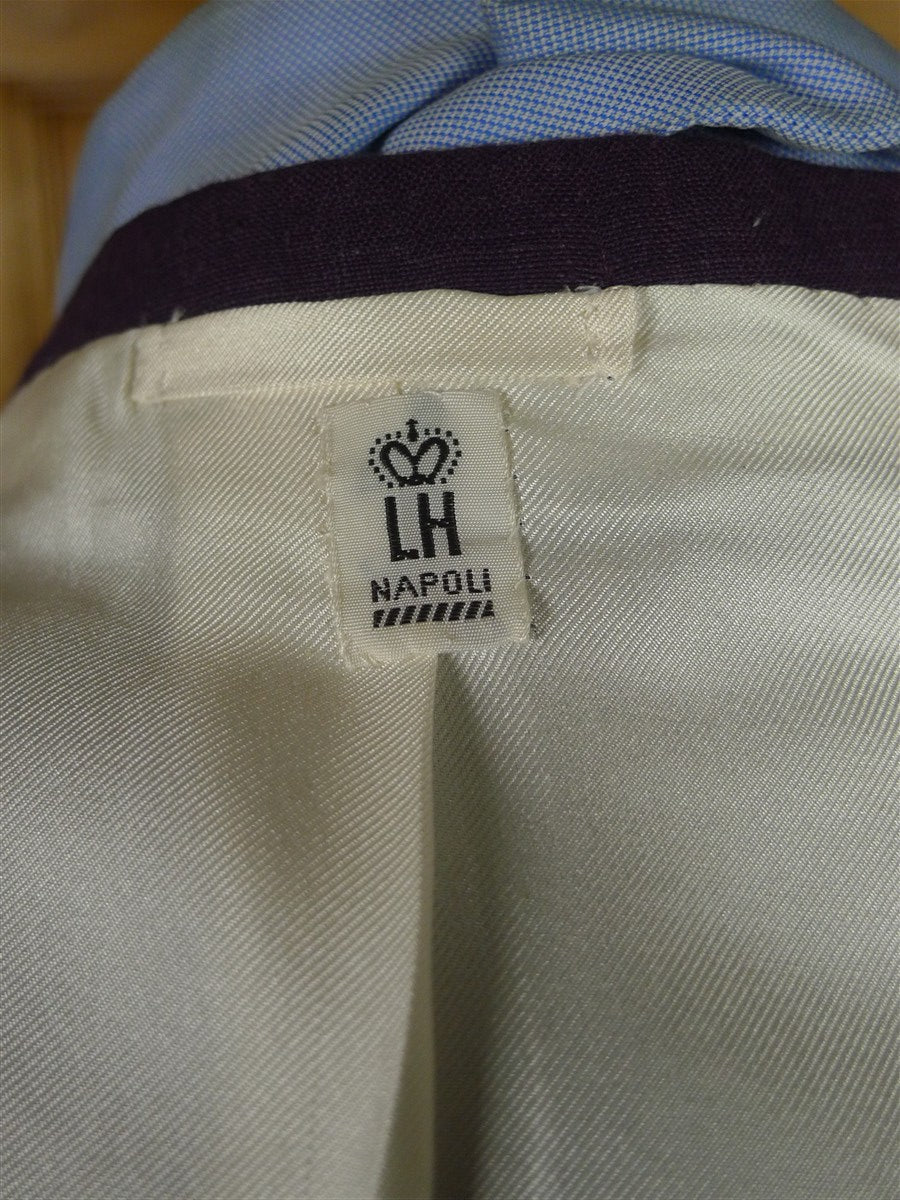 25/1188 near immaculate 2011 italian bespoke tailored plum pure linen sports jacket blazer 43 regular