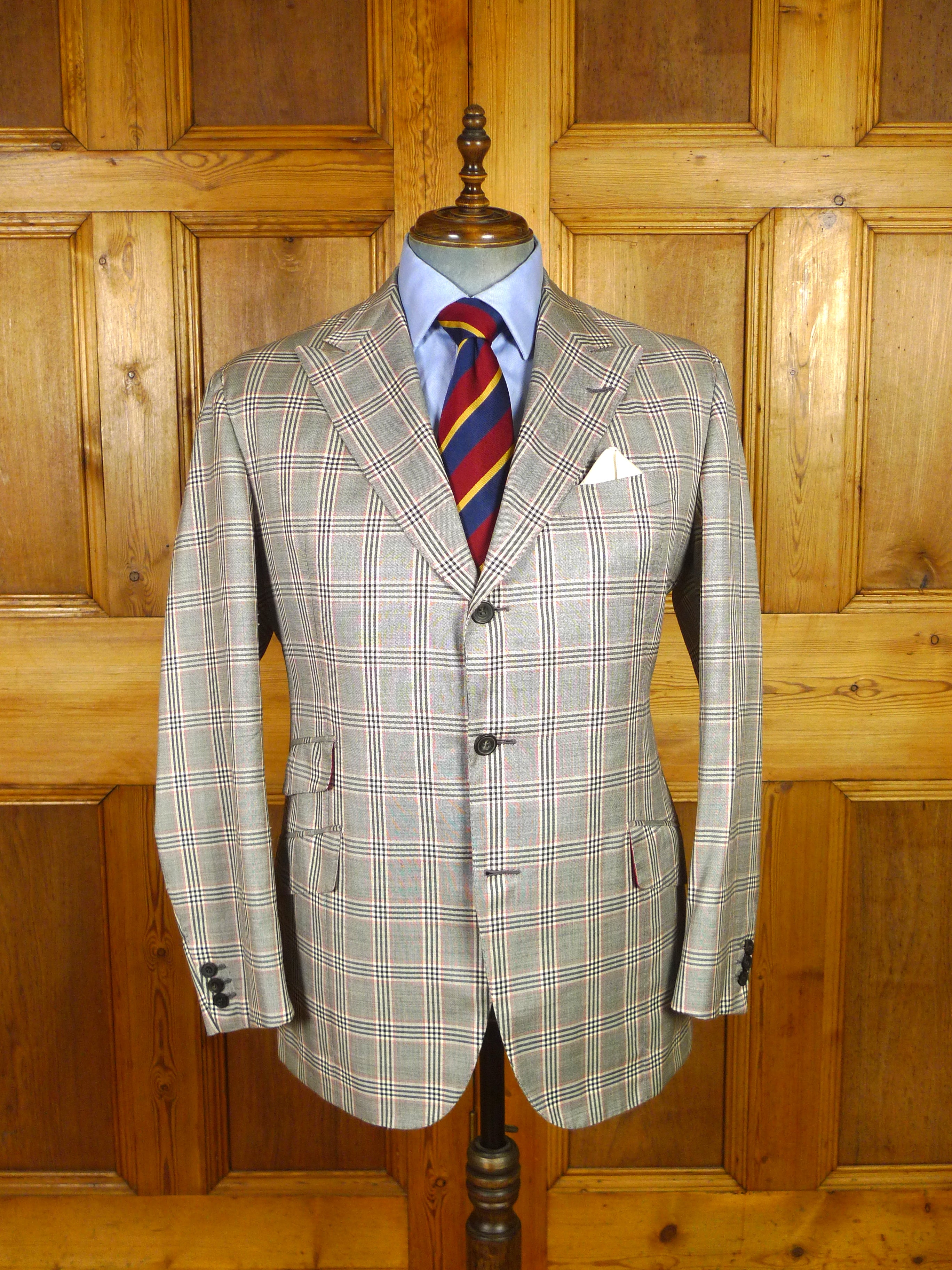 25/1189 immaculate 2014 italian bespoke tailored bold check merino wool sports jacket blazer 43 regular