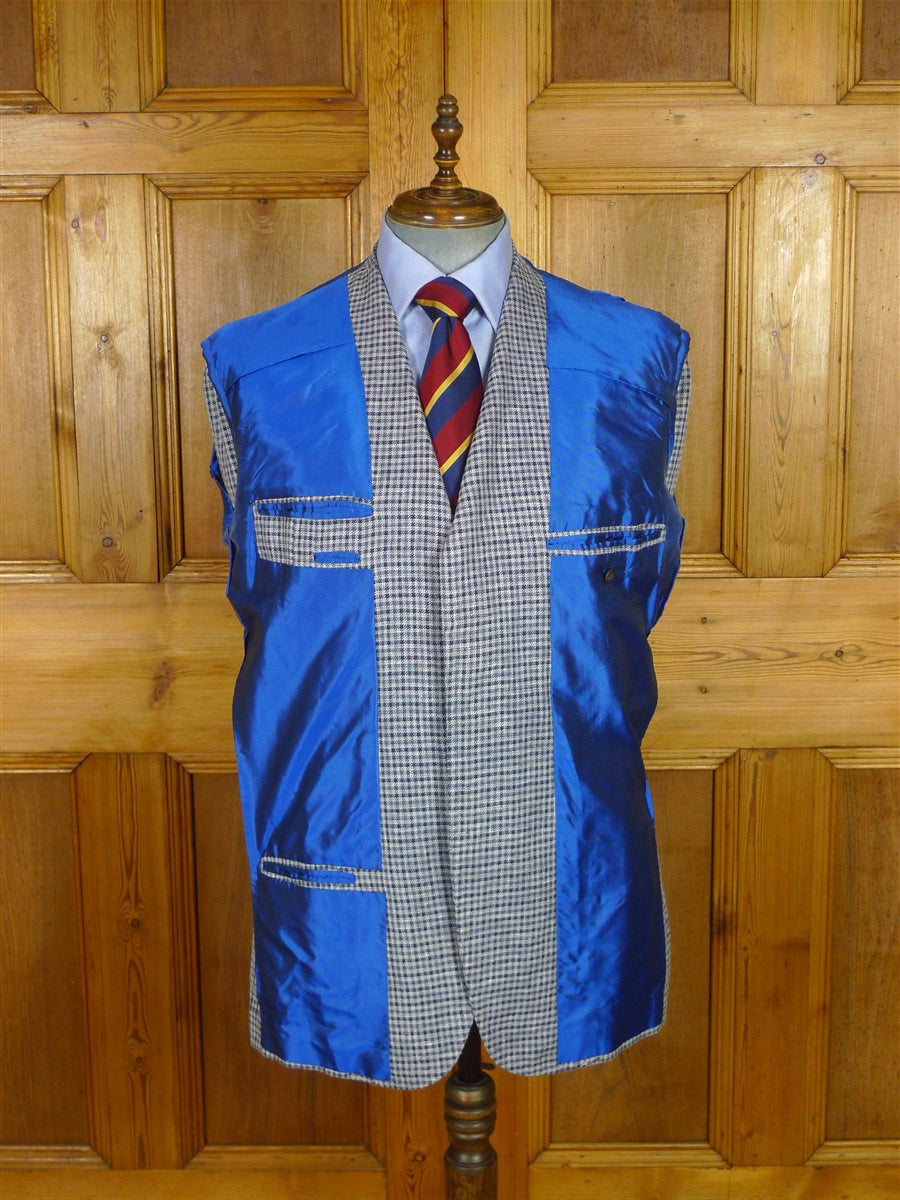 25/1187 near immaculate 2011 italian bespoke tailored dogtooth check pure linen sports jacket blazer 43 regular