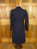 25/1195 stunning genuine cc41 utility mark 1940s vintage ww2 era navy / royal blue wp check d/b heavyweight wool tweed overcoat w/ original belt 41-42 long