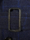 25/1195 stunning genuine cc41 utility mark 1940s vintage ww2 era navy / royal blue wp check d/b heavyweight wool tweed overcoat w/ original belt 41-42 long