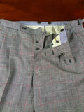 25/1193 immaculate 2011 italian bespoke wool linen & silk grey / red wp check roll-lapel suit 42 regular