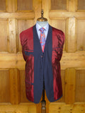 26/0012 immaculate 2011 italian bespoke blue worsted & mohair canvassed 2-piece suit w/ roll lapel 40-41 long