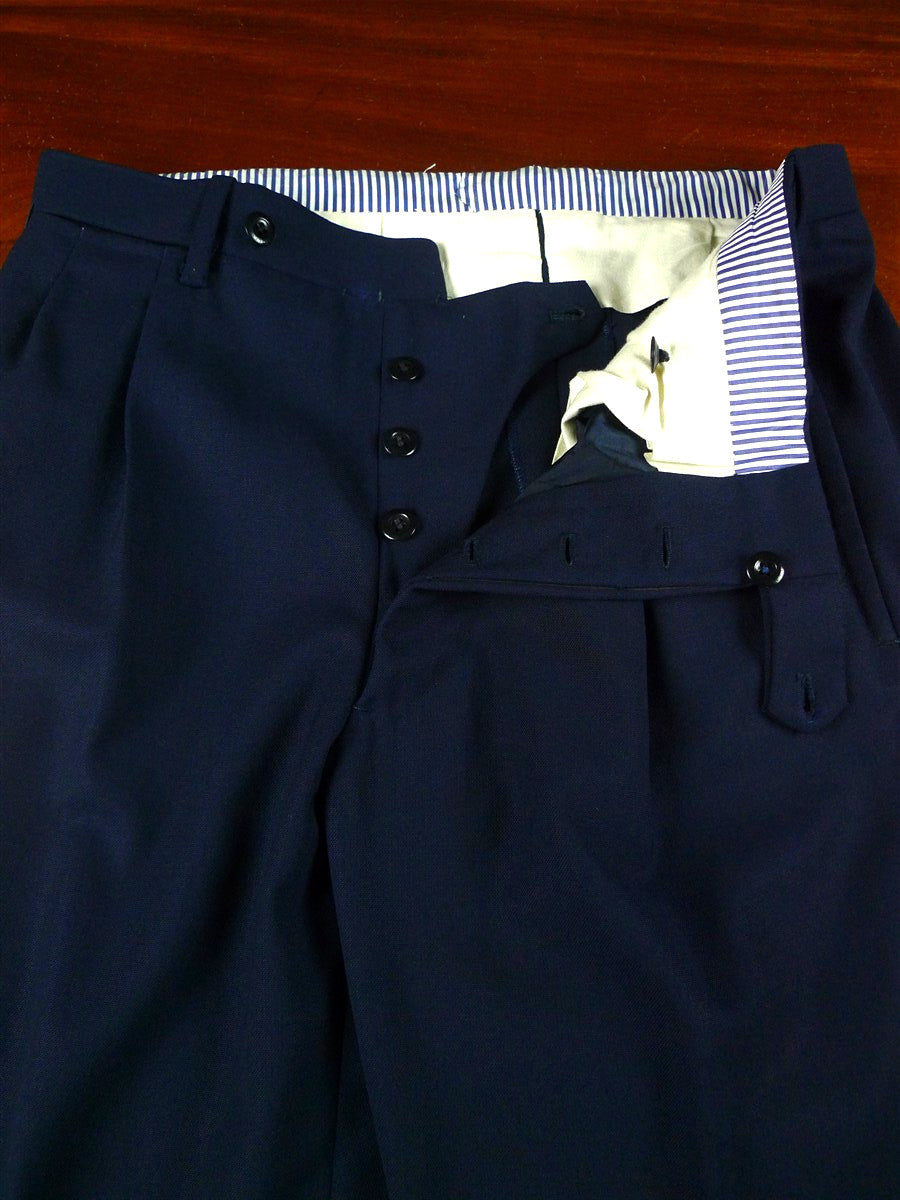 26/0012 immaculate 2011 italian bespoke blue worsted & mohair canvassed 2-piece suit w/ roll lapel 40-41 long