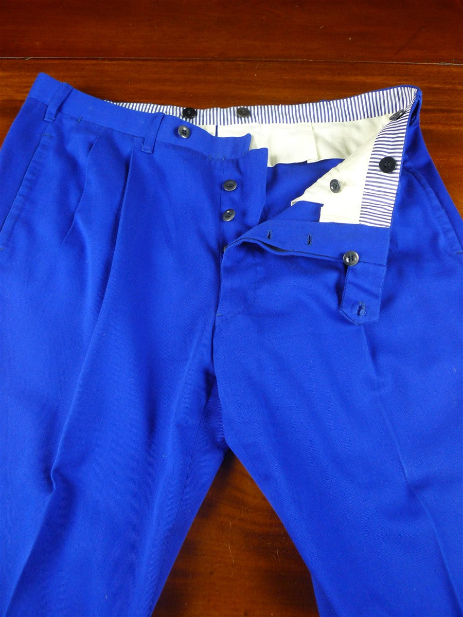 25/1202 immaculate 2011 italian bespoke blue cotton twill trouser 38