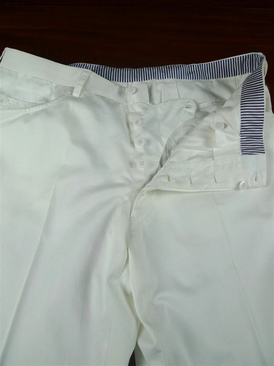 25/1201 near immaculate 2011 italian bespoke white cotton & silk trouser 38