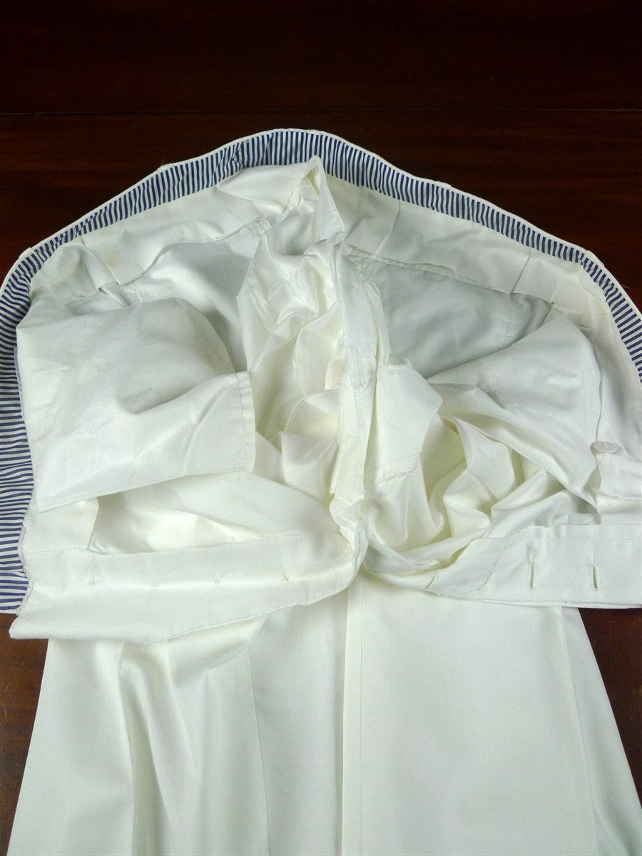 25/1201 near immaculate 2011 italian bespoke white cotton & silk trouser 38