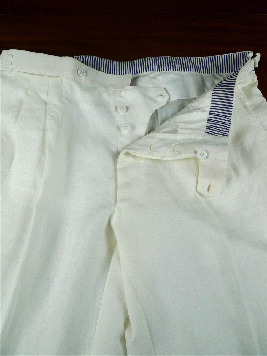 25/1203 italian bespoke 2011 white linen trouser 38
