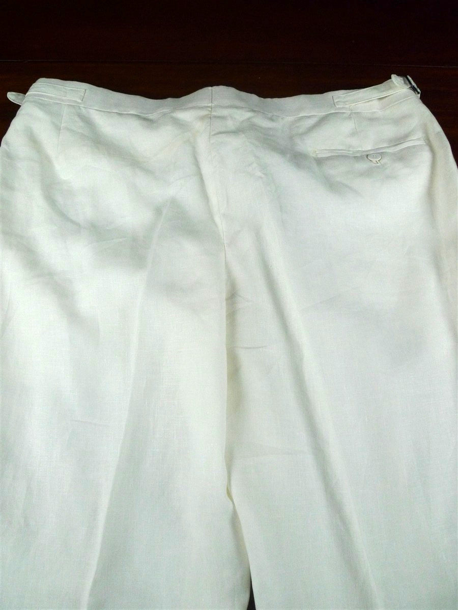 25/1203 italian bespoke 2011 white linen trouser 38