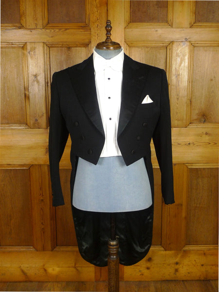 25/1220 vintage 1958 w1 london bespoke black barathea evening tailcoat tails 42 short to regular