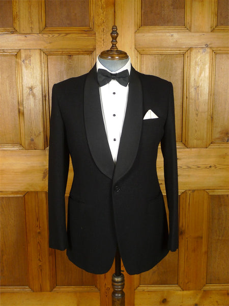 25/1210 vintage london tailor black barathea grosgrain shawl dinner jacket 42 long