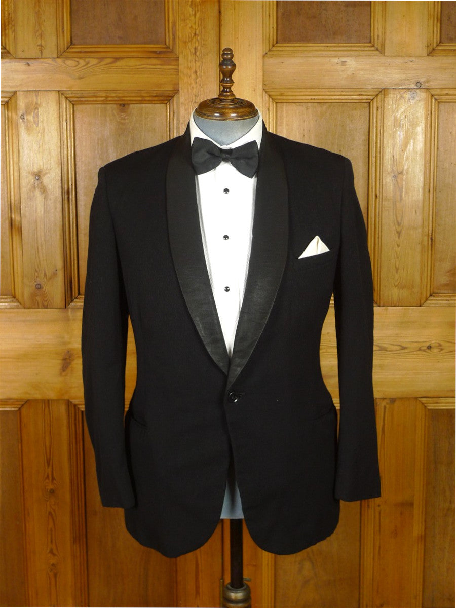 25/1211 vintage british black barathea grosgrain shawl dinner jacket 39 short to regular