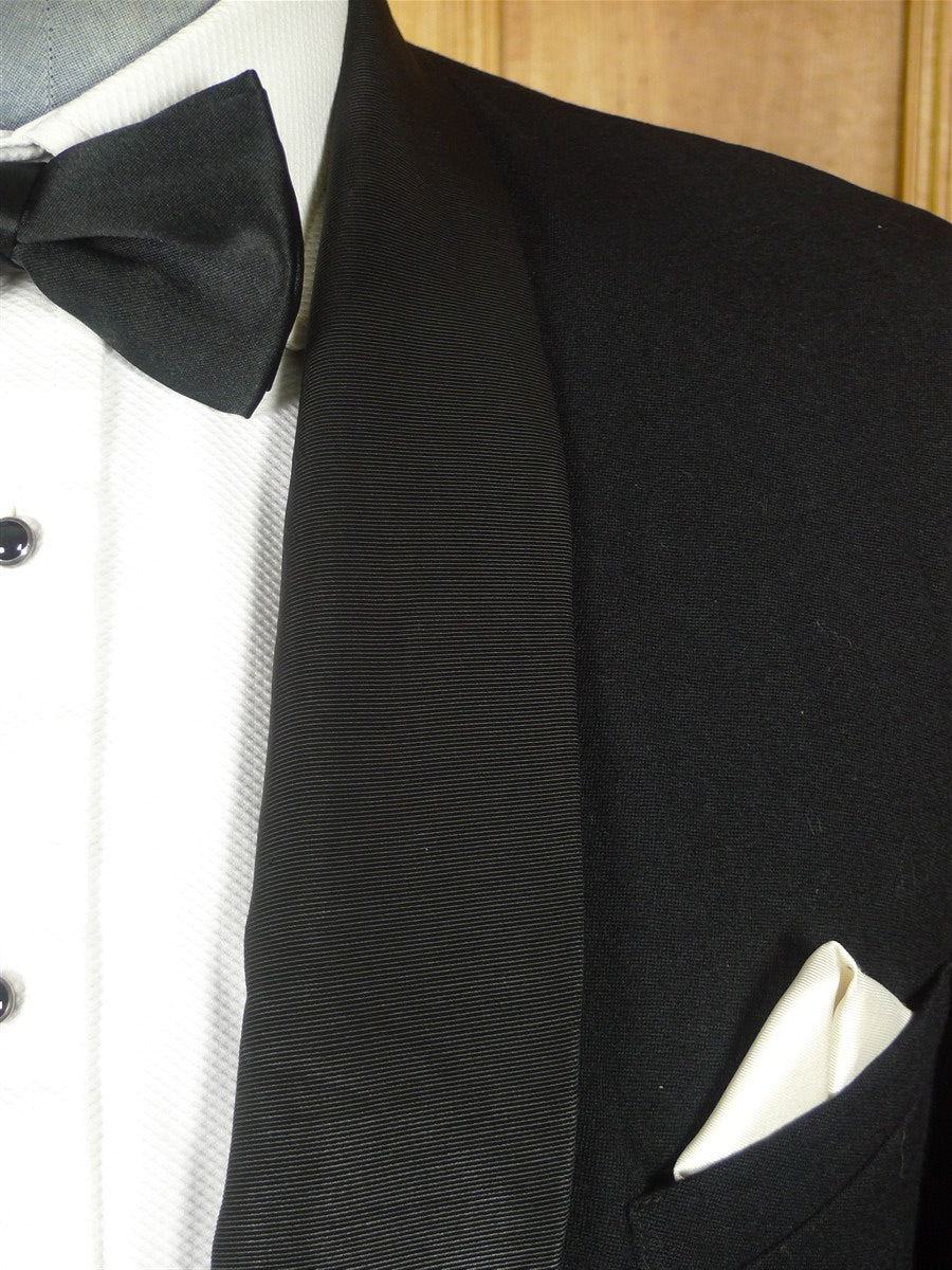 25/1211 vintage british black barathea grosgrain shawl dinner jacket 39 short to regular