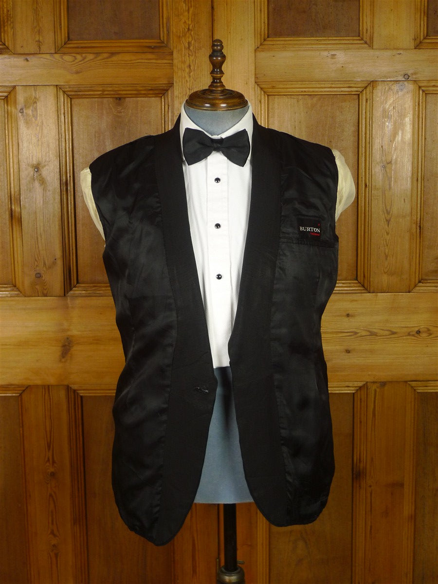 25/1211 vintage british black barathea grosgrain shawl dinner jacket 39 short to regular