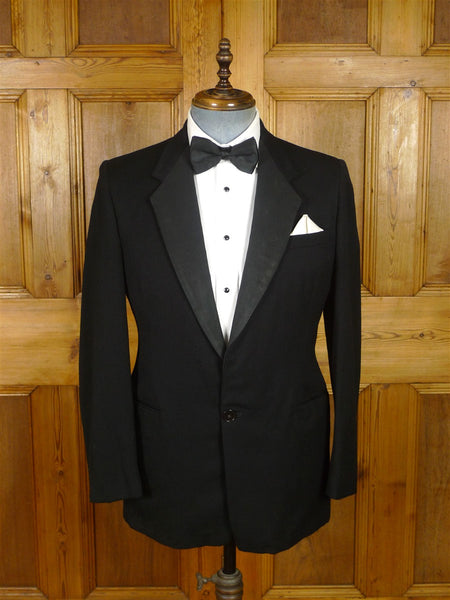 25/1212 vintage british black barathea grosgrain notch lapel dinner jacket 39-40 short to regular
