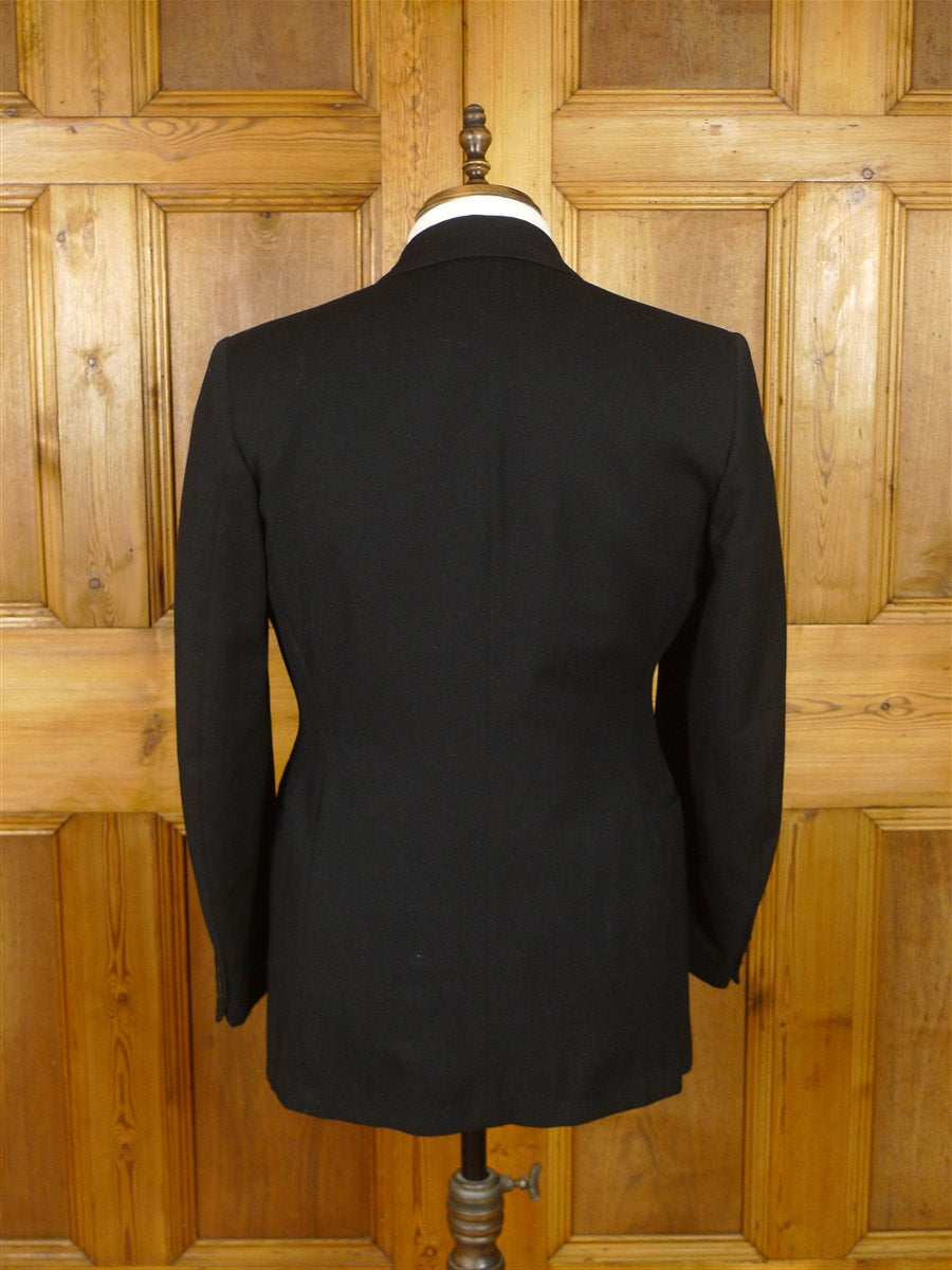 25/1212 vintage british black barathea grosgrain notch lapel dinner jacket 39-40 short to regular