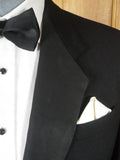 25/1212 vintage british black barathea grosgrain notch lapel dinner jacket 39-40 short to regular