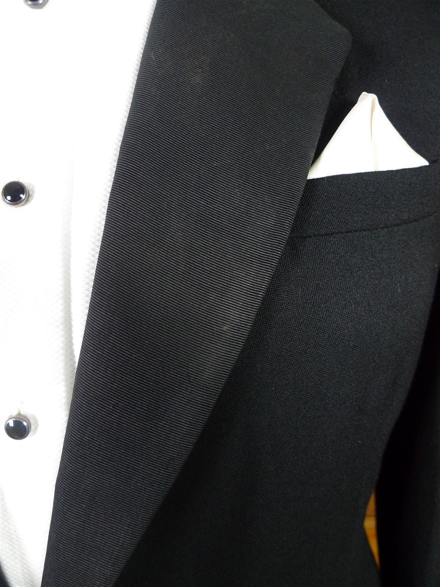 25/1212 vintage british black barathea grosgrain notch lapel dinner jacket 39-40 short to regular