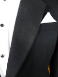 25/1212 vintage british black barathea grosgrain notch lapel dinner jacket 39-40 short to regular