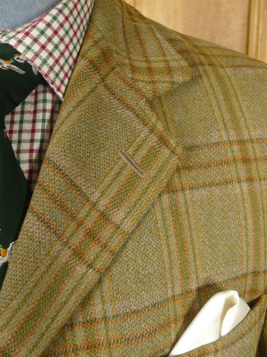 25/1207 immaculate vintage british wp check cavalry twill hacking jacket w/ ghillie collar 39 regular