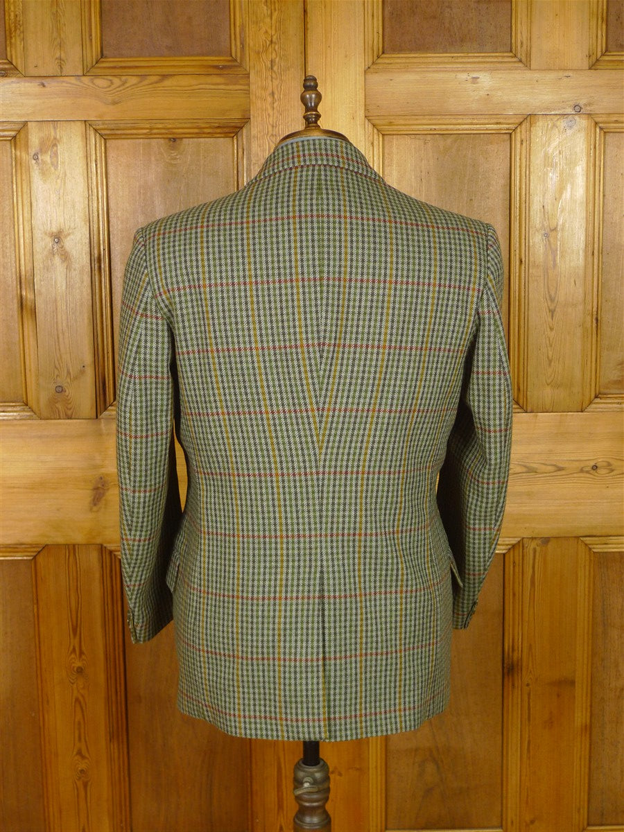 25/1208 vintage john g hardy heavyweight worsted gun check tweed sports jacket 42-43 short to regular