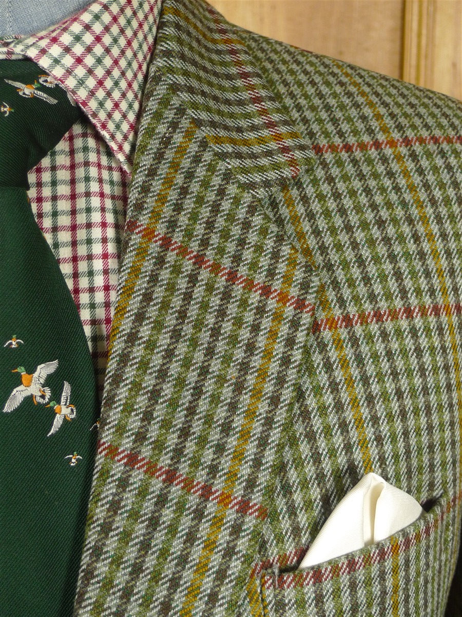25/1208 vintage john g hardy heavyweight worsted gun check tweed sports jacket 42-43 short to regular
