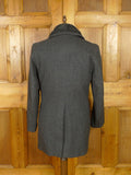 25/1226 delightful vintage british 90% wool grey d/b pea coat w/ faux fur facings 40