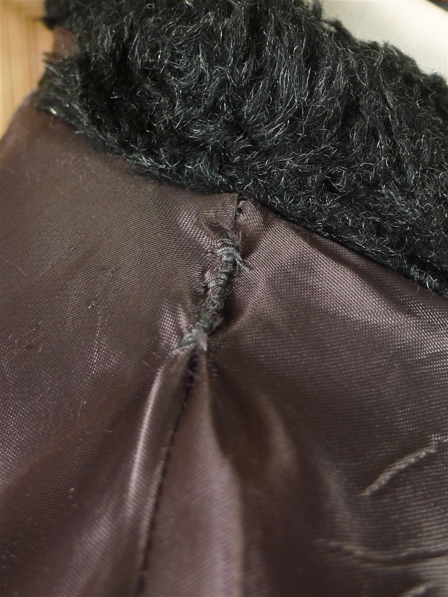 25/1226 delightful vintage british 90% wool grey d/b pea coat w/ faux fur facings 40