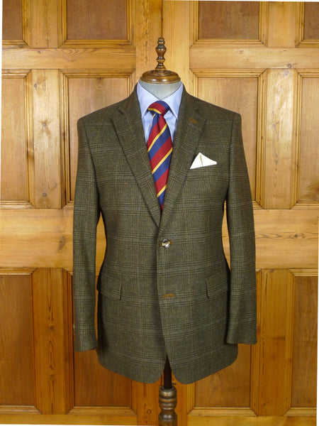 25/1209 immaculate modern daks london glen check wool sports jacket blazer w/ suede trims 42 regular