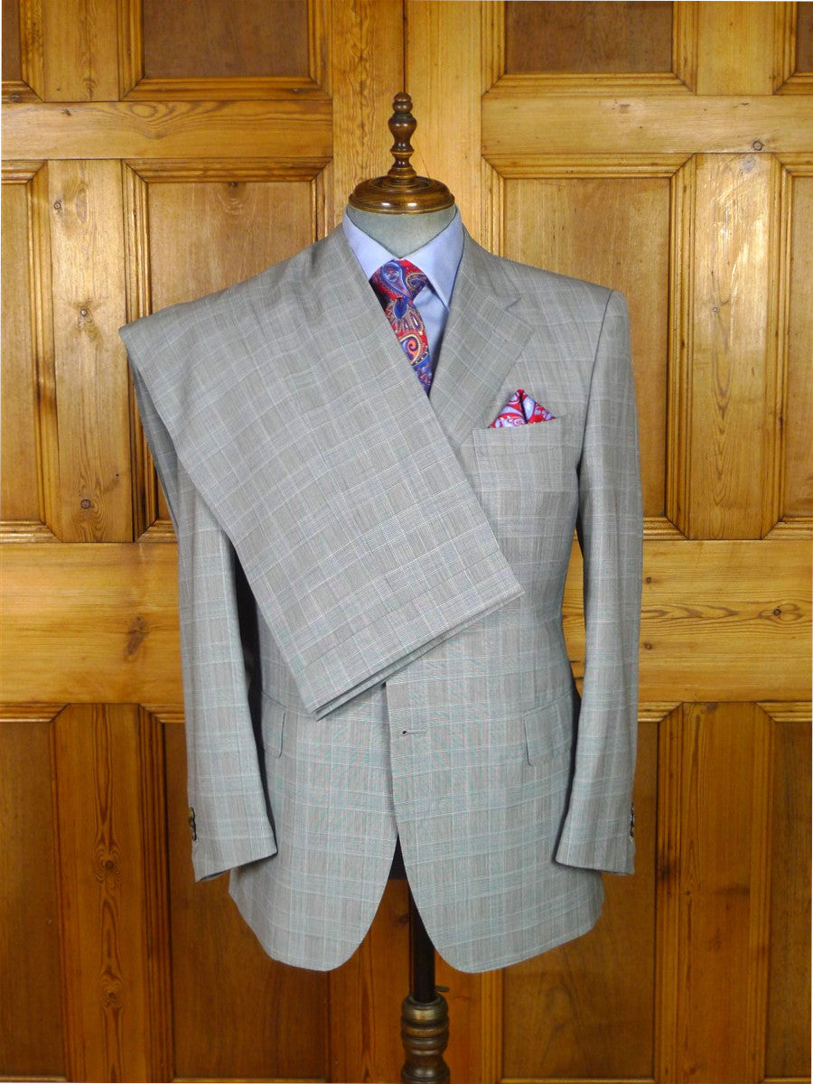 25/1217 immaculate 2008 italian bespoke wool & silk pow check suit 42-43 regular