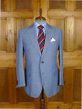 26/0013 immaculate 2011 italian bespoke pure linen pale blue travel / summer suit 44-45 short to regular