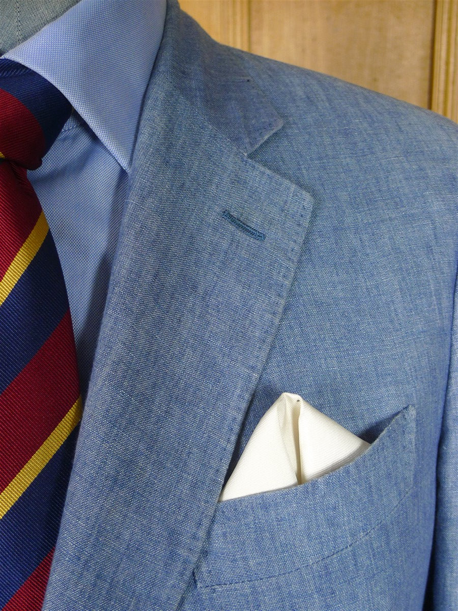 26/0013 immaculate 2011 italian bespoke pure linen pale blue travel / summer suit 44-45 short to regular