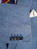 26/0013 immaculate 2011 italian bespoke pure linen pale blue travel / summer suit 44-45 short to regular