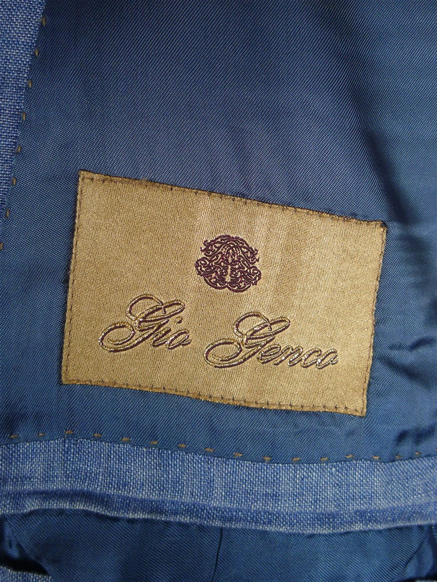 26/0013 immaculate 2011 italian bespoke pure linen pale blue travel / summer suit 44-45 short to regular