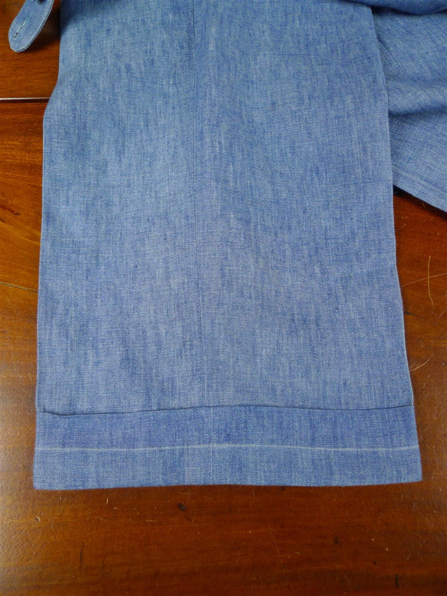 26/0013 immaculate 2011 italian bespoke pure linen pale blue travel / summer suit 44-45 short to regular