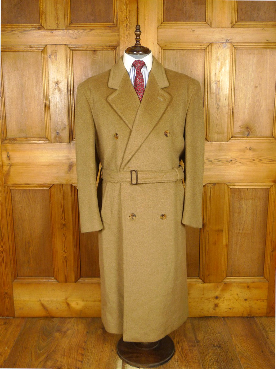 26/0025 luxury 50% camelhair d/b full-length camel coat w/ belt 42-44