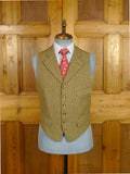 26/0051 vintage bespoke tailored green check tweed country waistcoat w/ lapels 42