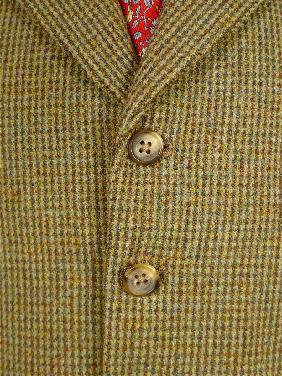 26/0051 vintage bespoke tailored green check tweed country waistcoat w/ lapels 42