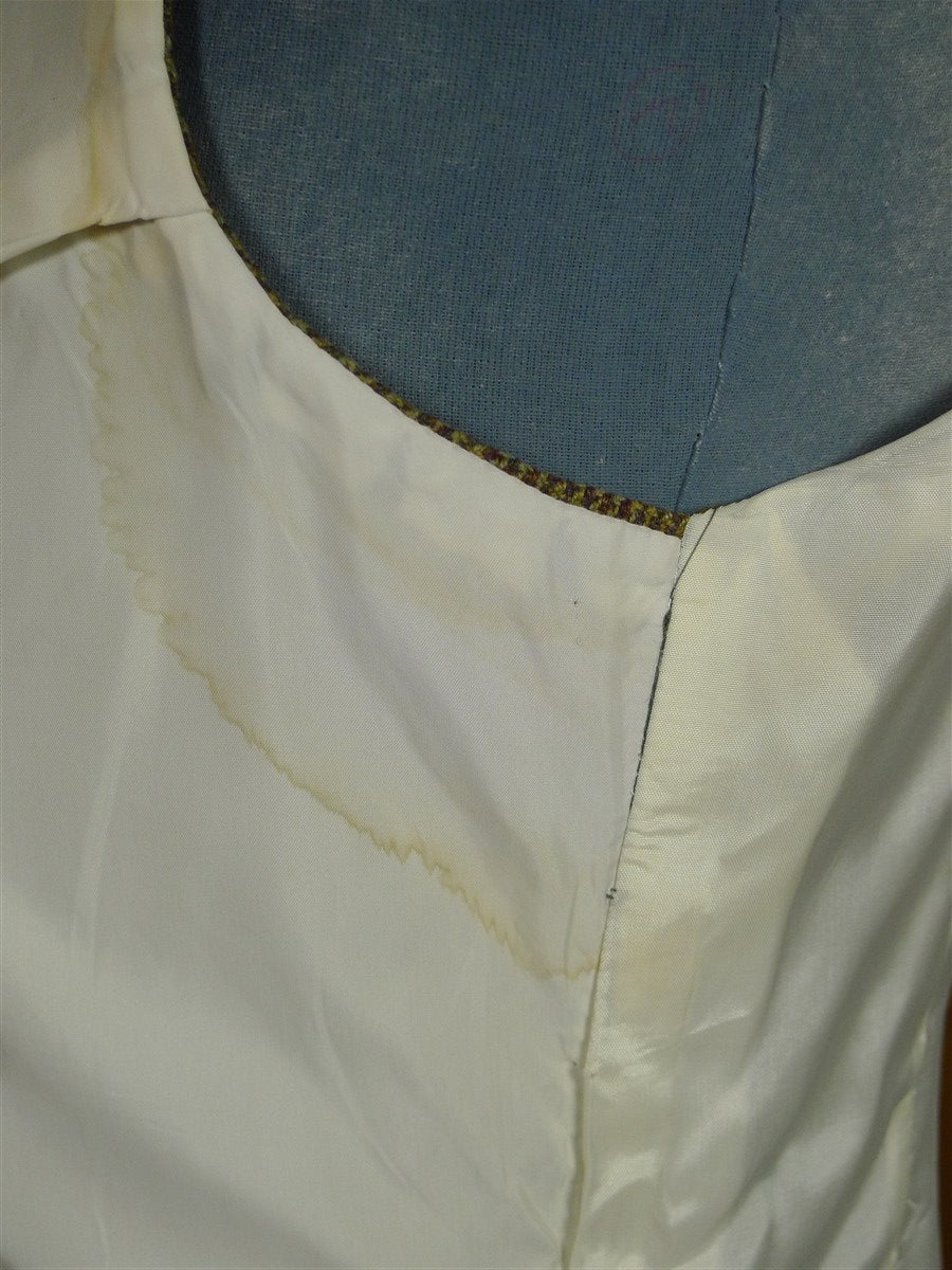 26/0051 vintage bespoke tailored green check tweed country waistcoat w/ lapels 42