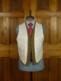 26/0051 vintage bespoke tailored green check tweed country waistcoat w/ lapels 42