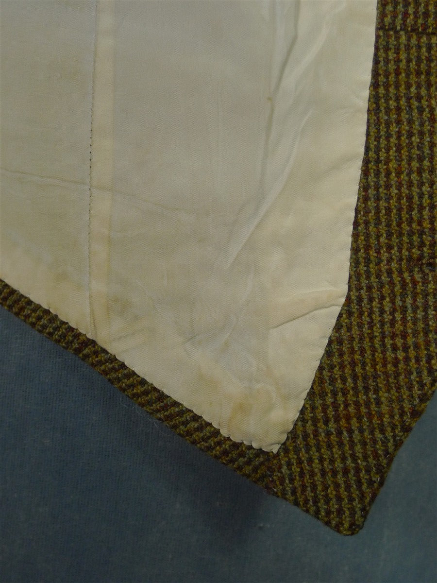 26/0051 vintage bespoke tailored green check tweed country waistcoat w/ lapels 42