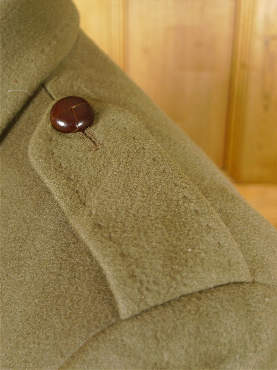 26/0054 vintage heavyweight crombie melton wool british warm overcoat w/ leather buttons 42