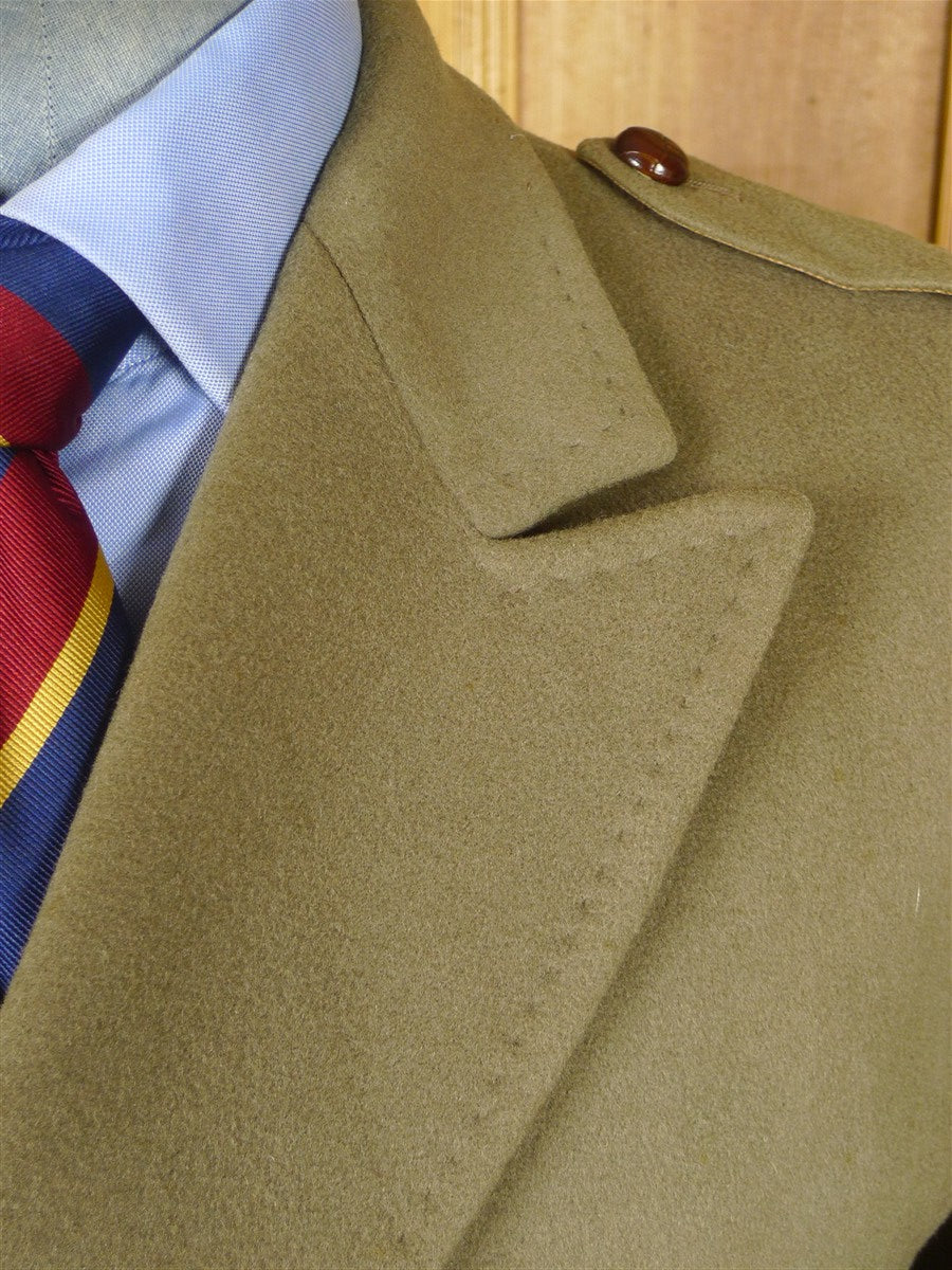 26/0054 vintage heavyweight crombie melton wool british warm overcoat w/ leather buttons 42