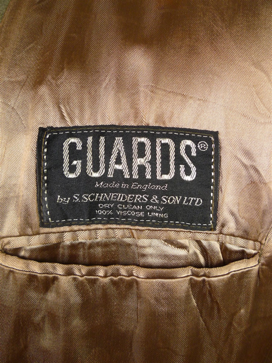 26/0054 vintage heavyweight crombie melton wool british warm overcoat w/ leather buttons 42