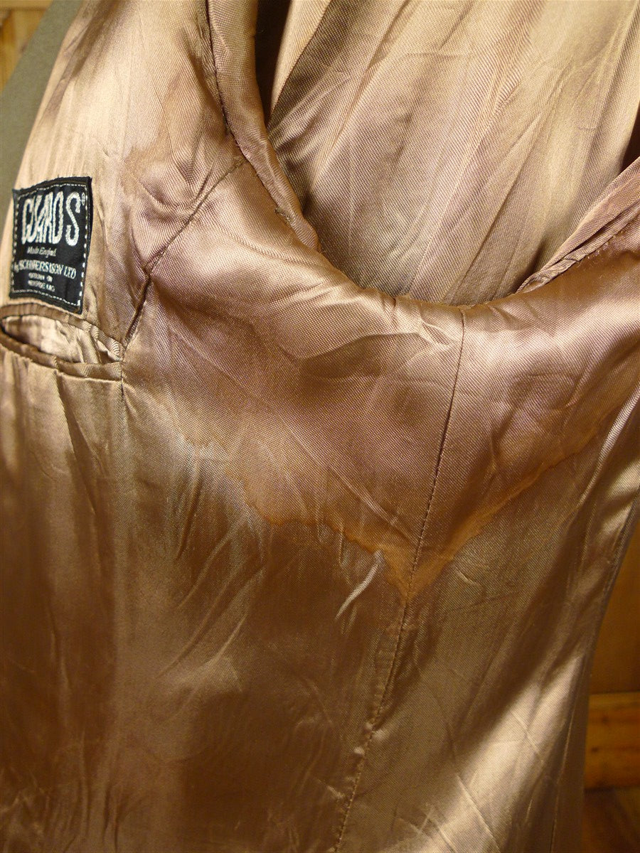 26/0054 vintage heavyweight crombie melton wool british warm overcoat w/ leather buttons 42