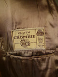 26/0054 vintage heavyweight crombie melton wool british warm overcoat w/ leather buttons 42